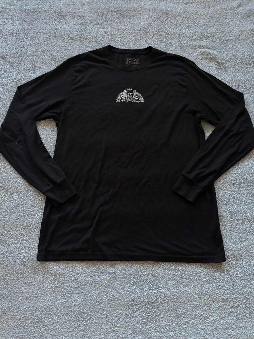 Black Lucky Finn Long-Sleeve Graphic Crewneck Shirt